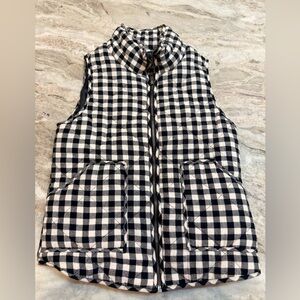 BAJEE Quilted Buffalo Check Vest Black Ivory Size Small Zip Front